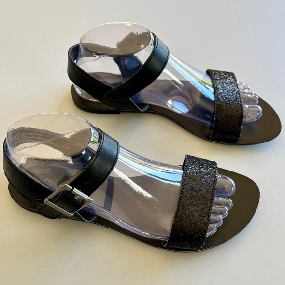Xhilaration Black Sequins Size 8 Sandals - Picture 9 of 12